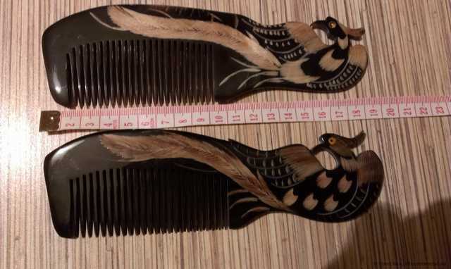 Расческа Aliexpress   из натурального рога Natural Horn Comb Carved Phoenix Peacock Elegant Hair Care Accessories Free Shipping 010 - фото