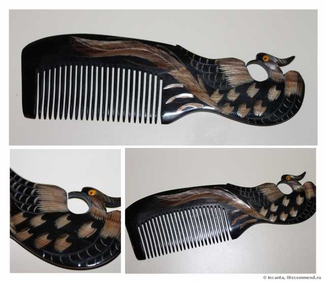 Расческа Aliexpress   из натурального рога Natural Horn Comb Carved Phoenix Peacock Elegant Hair Care Accessories Free Shipping 010 - фото