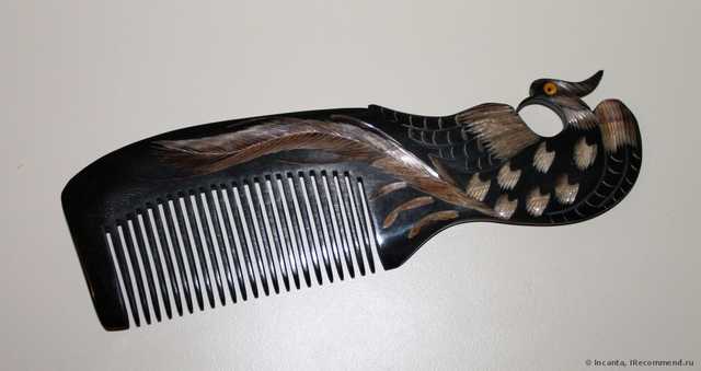 Расческа Aliexpress   из натурального рога Natural Horn Comb Carved Phoenix Peacock Elegant Hair Care Accessories Free Shipping 010 - фото