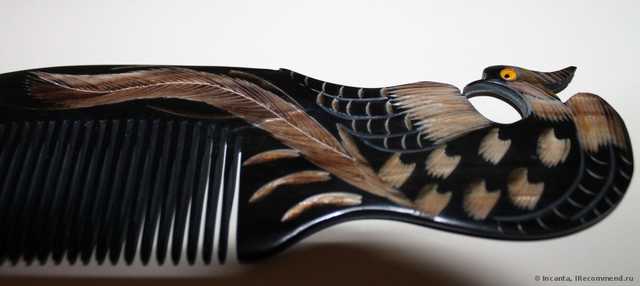 Расческа Aliexpress   из натурального рога Natural Horn Comb Carved Phoenix Peacock Elegant Hair Care Accessories Free Shipping 010 - фото