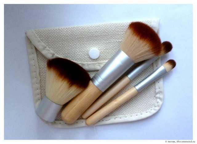 Кисти для макияжа Aliexpress   Beauty Bamboo Cosmetic Makeup Brush Eyeliner Powder Eyebrow Blusher Eco Tool Bag - фото