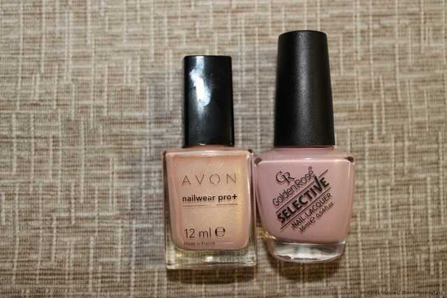 Лак от Avon (слева) и Golder Rose" (справа)