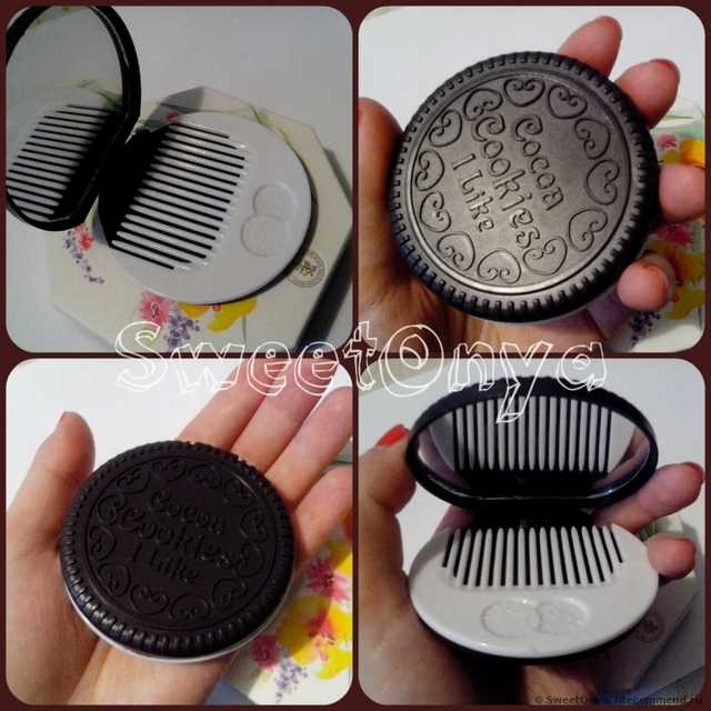 Зеркальце   Cute Cookie Shaped Design Mirror Makeup Chocolate Comb - фото