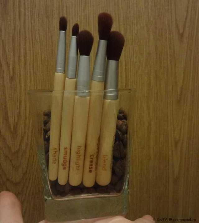 Кисти для макияжа Buyincoins New 5Pcs Eye Shadow Beauty Makeup Cosmetic Bamboo Eye Brush Brushes Kit Set Tools - фото