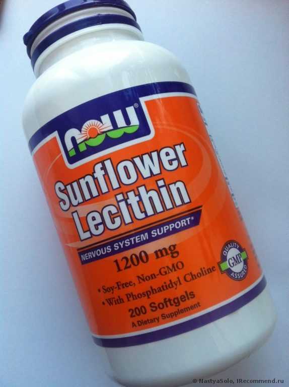 БАД Now Foods  Sunflower Lecithin, 1200 mg, Лецитин из подсолнечника, 200 капсул. - фото