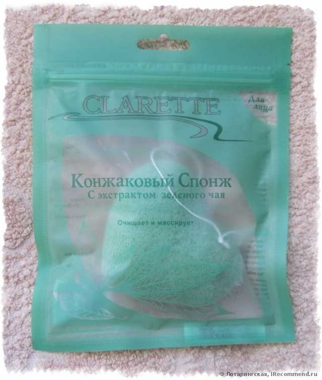 Спонж для лица Clarette Конжаковый спонж с экстрактом зеленого чая - фото