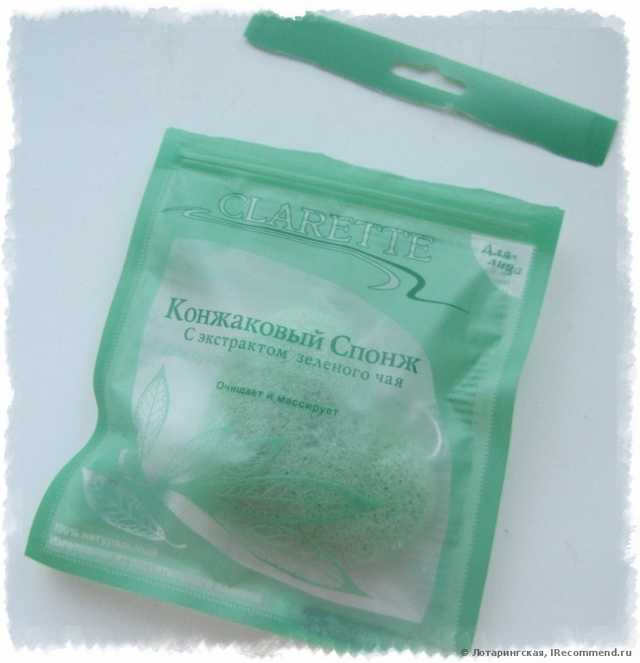 Спонж для лица Clarette Конжаковый спонж с экстрактом зеленого чая - фото