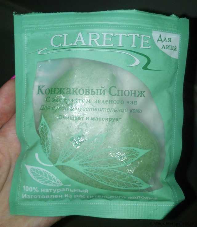 Спонж для лица Clarette Конжаковый спонж с экстрактом зеленого чая - фото