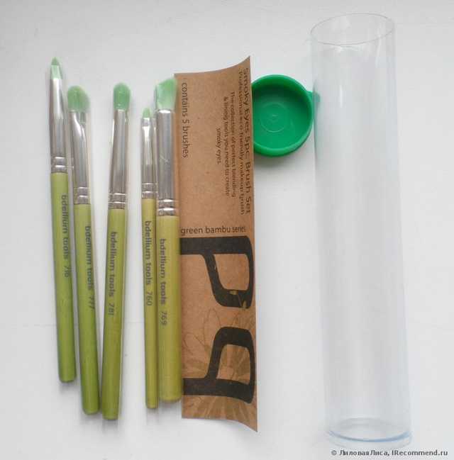Кисти для макияжа Bdellium Tools Green Bambu Series, Smoky Eyes, 5 Piece Brush Set - фото