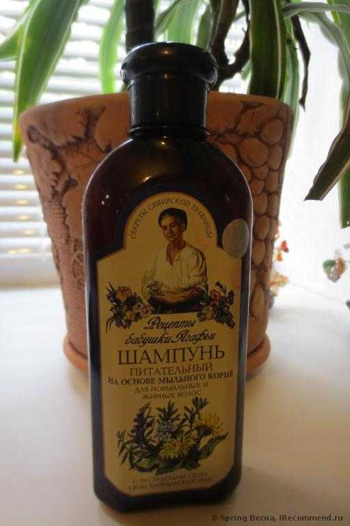 Шампунь Рецепты бабушки Агафьи Питательный на основе мыльного корня для нормальных и жирных волос с экстрактами сбора семи байкальских трав - фото