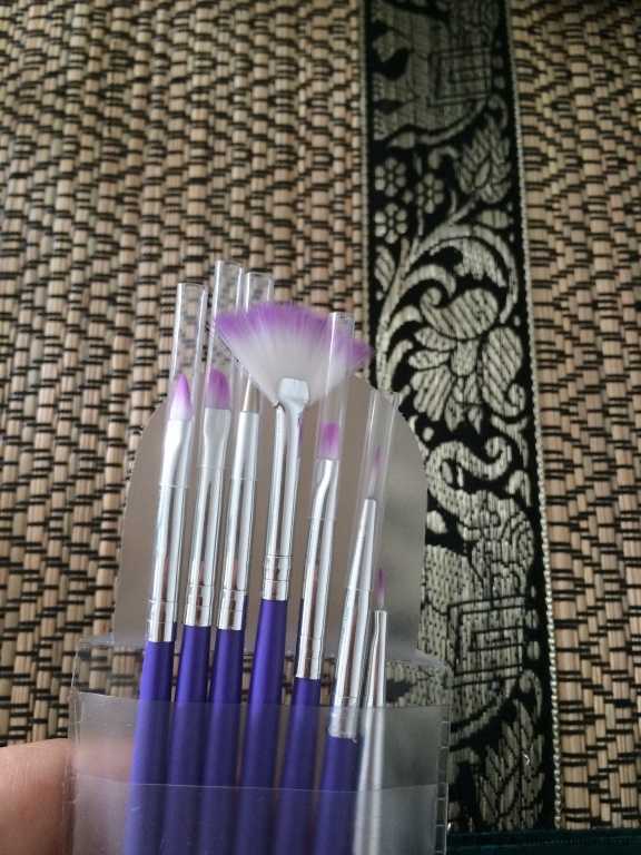 Набор кистей для маникюра Aliexpress 7pcs Purple Cheap Nail Art Brush Set Design Drawing Painting Pen Dotting Tool Free Shipping - фото