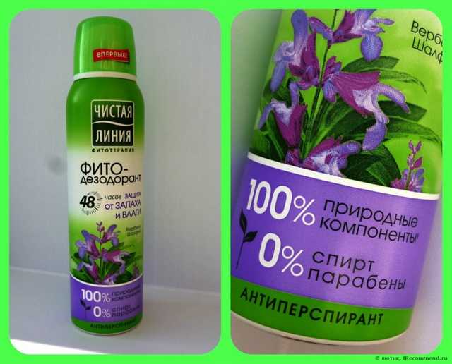 Фито-дезодорант Чистая линия (спрей) защита от запаха и влаги "Вербена и шалфей" - фото