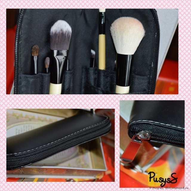 Кисти для макияжа Aliexpress   Professional 9 PCS Cosmetics Makeup Brushes Set with Black Zipper Leather Bag, Brand Make Up Brushes, Free Shipping, Wholesales - фото