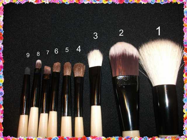 Кисти для макияжа Aliexpress   Professional 9 PCS Cosmetics Makeup Brushes Set with Black Zipper Leather Bag, Brand Make Up Brushes, Free Shipping, Wholesales - фото