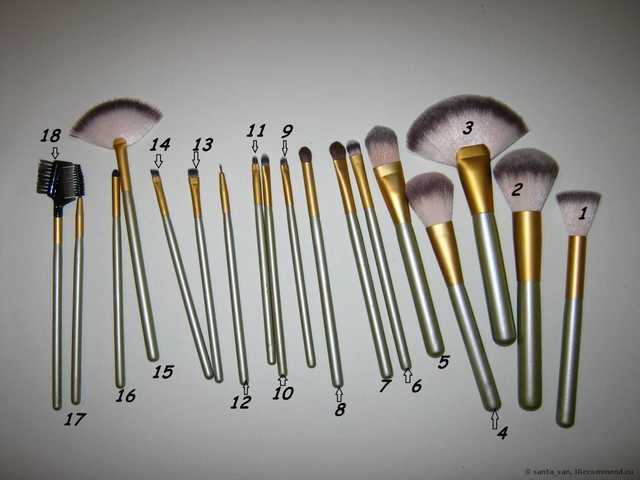Кисти для макияжа Buyincoins 18 PCS Professional Studio Beige Makeup Cosmetic Brush Set Kit With Case - фото