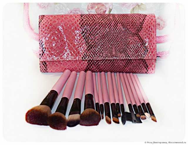 Кисти для макияжа Aliexpress   15PCS Makeup Brushes Tools Cosmetic Brush Set Eyebrow Comb with Roll up Snake Pattern Bag - фото