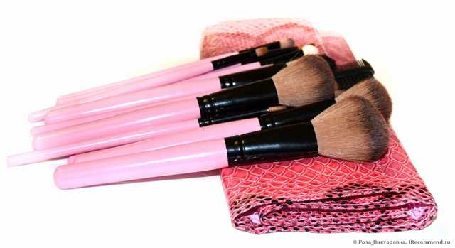 Кисти для макияжа Aliexpress   15PCS Makeup Brushes Tools Cosmetic Brush Set Eyebrow Comb with Roll up Snake Pattern Bag - фото