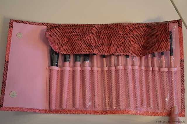 Кисти для макияжа Aliexpress   15PCS Makeup Brushes Tools Cosmetic Brush Set Eyebrow Comb with Roll up Snake Pattern Bag - фото