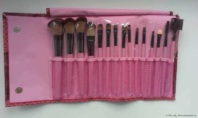 Кисти для макияжа Aliexpress   15PCS Makeup Brushes Tools Cosmetic Brush Set Eyebrow Comb with Roll up Snake Pattern Bag - фото