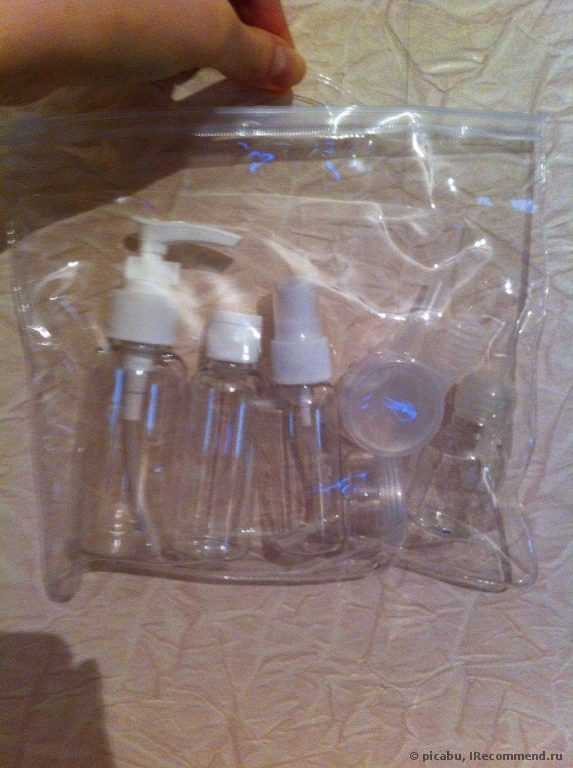 Дорожный набор емкостей  Ebay 9pcs Cosmetic Refillable Bottles Set Spray Press Mini Bottle Makeup Tools - фото