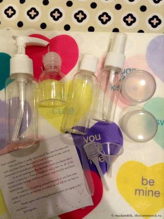 Дорожный набор емкостей  Ebay 9pcs Cosmetic Refillable Bottles Set Spray Press Mini Bottle Makeup Tools - фото