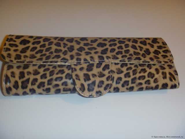 Кисти для макияжа Aliexpress    12 штук  Makeup Brushes Cosmetic Brush Set Eyebrow Comb with Roll up Leopard Bag - фото
