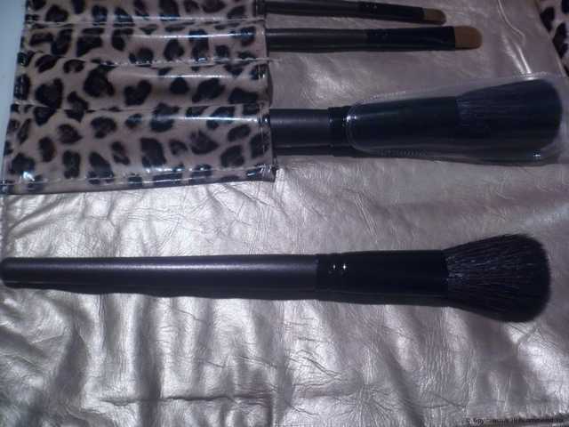 Кисти для макияжа Aliexpress    12 штук  Makeup Brushes Cosmetic Brush Set Eyebrow Comb with Roll up Leopard Bag - фото