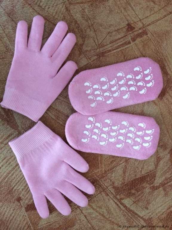 СПА набор Aliexpress   SPA носки и перчатки spa gloves+spa socks,2pairs/lot,spa gel gloves and socks. - фото