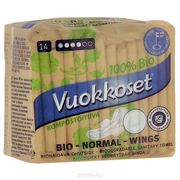 Прокладки Vuokkoset   100% BIO normal с крылышками