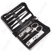 Маникюрный набор Tinydeal 8-pc Set Elegent Grooming Stainless Steel Nail Manicure Pedicure Tool Placed in Black Polished PU Leather Case